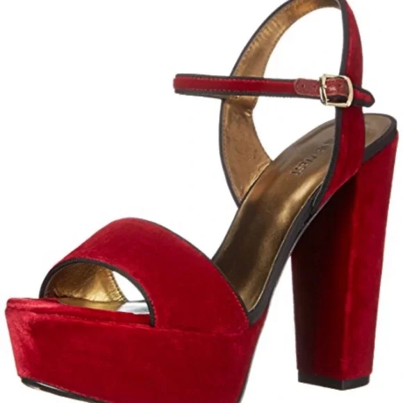 Nine West Red Heels Platform Sandals - Picture 1 of 5